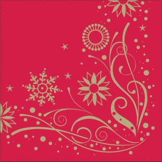 Red and Gold Snowflake Swirl Napkin 33x33cm