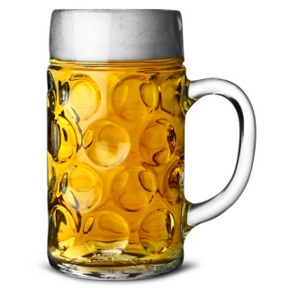German Beer Stein Glass CE Lined At 2 Pints / 1.4ltr