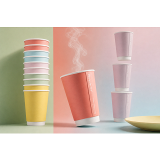 12oz Confetti Mixed Colour Double Wall Hot Cup (x500)